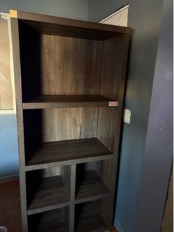 Toasted brown ash and gold modern bookshelf