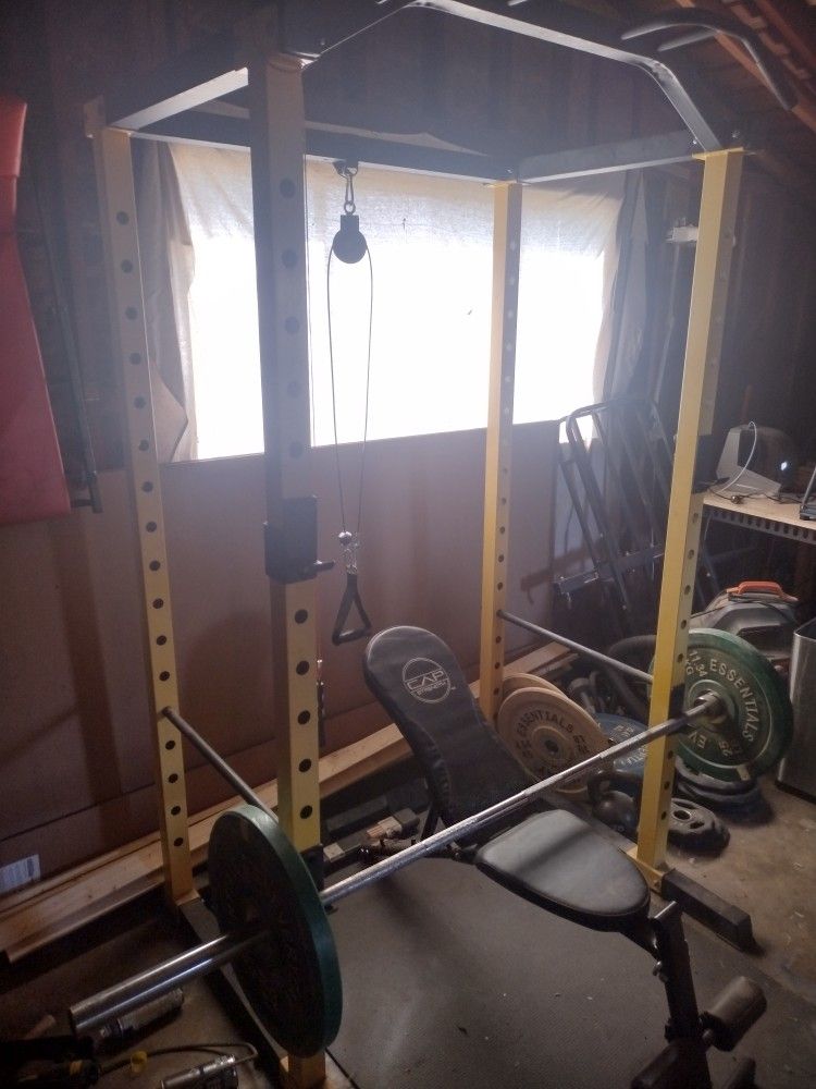 Power Rack, Bar, Bench, Weights