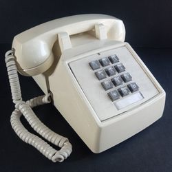 Vintage ITT Mid Century Push Button Telephone (Off White)