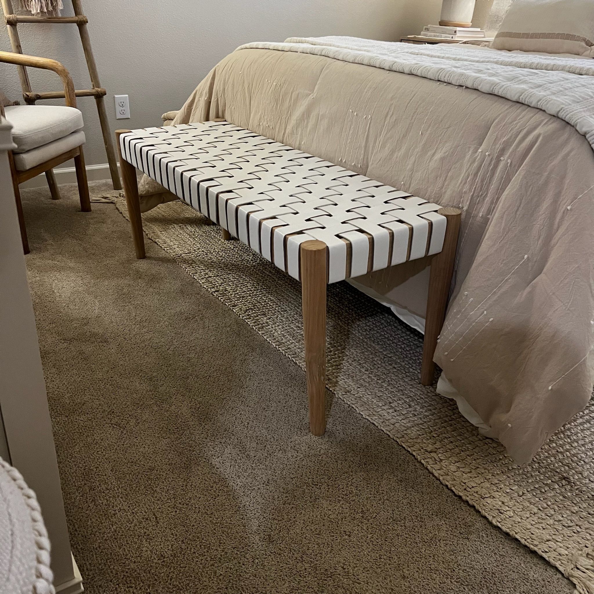 Orin 47" Woven Leather Bench