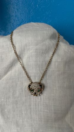 Bessie Johnson pave rhinestone puppy necklace