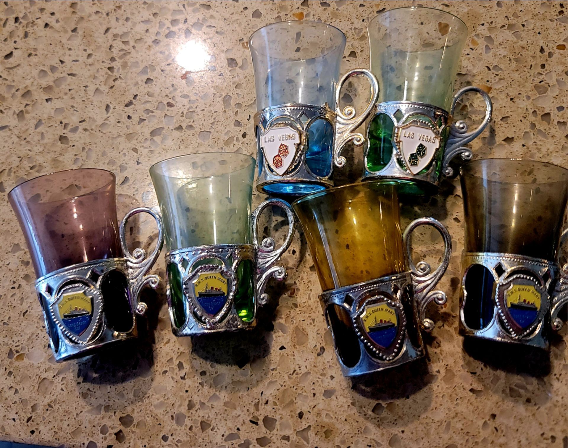 6 Vintage Shot Glasses