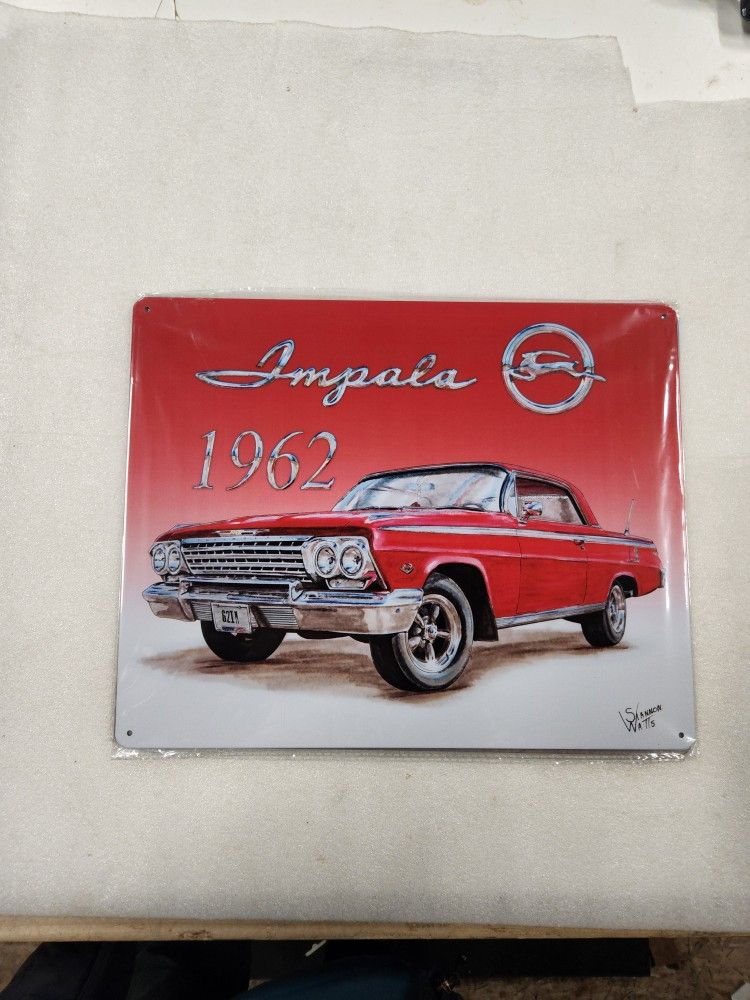 Part 62 Chevy Chevrolet Impala Classic Muscle Car Metal Sign 
