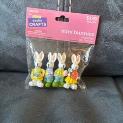 New 4 Piece Mini Bunnies Figures By Easter Crafts From Hobby Lobby