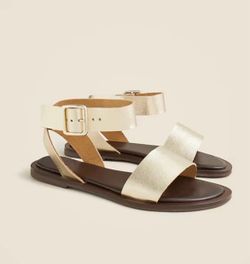 J Crew women’s gold metallic sandals shoes 5.5