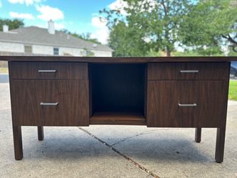 Dark Walnut Executive Desk solid wood with Drawers