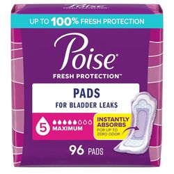 Poise Incontinence & Postpartum Pads, 5 Drop, 96ct