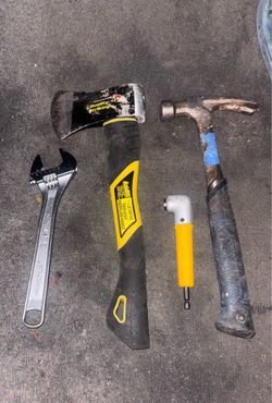 Stanley Wrench, Ludell Axe, DeWalt Right Angle Attachment, and Hammer Bundle