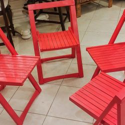 2 Vintage Folding Wood Dining Chairs