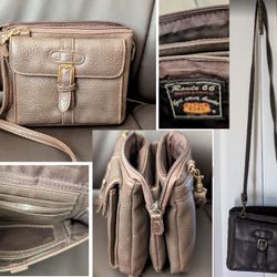 Small Route 66 brown leather cross-body crossbody messenger bag purse wallet