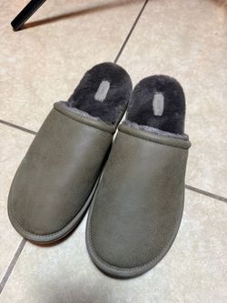Skims Olive Green Faux Suede Slip-On Slippers