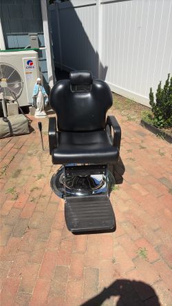 Hydraulic Adjustable Barber Chair Black w/ Headrest Footrest Chrome Base Vinyl