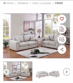 Brand New Biege Corduroy Sofa + Loveseat 2PCs Set