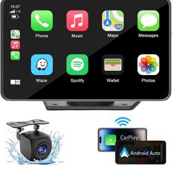 🔥Brand new🔥 7" HD Portable Carplay Wireless Touch Screen Double Din Car Stereo Compatible Apple Carplay and Android Auto with GPS Navigation, Voice 