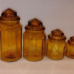 Amber Glass Canisters (Set Of 4)