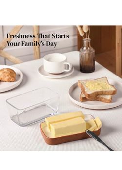 DOWAN Glass Butter Dish with Ceramic Lid (New)