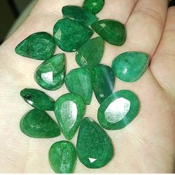 10pcs. Emeralds Oval And Pear Cut Gemstones 
