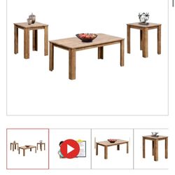 Living Room 3 Piece Coffee Table Set 