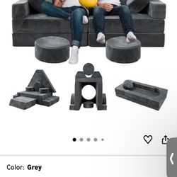 Kids Modular Play Couch – 16-Piece Set – Grey (Excellent Condition!)