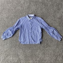 New Zara Striped Cotton Button Down Shirt