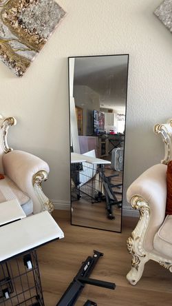 Full-Length Floor Mirror Black Thin Frame