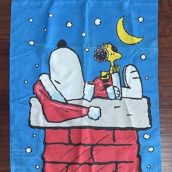Peanuts Snoopy Woodstock Winter Christmas Outdoor Nylon Garden Flag 28.5X 40.5 just $8