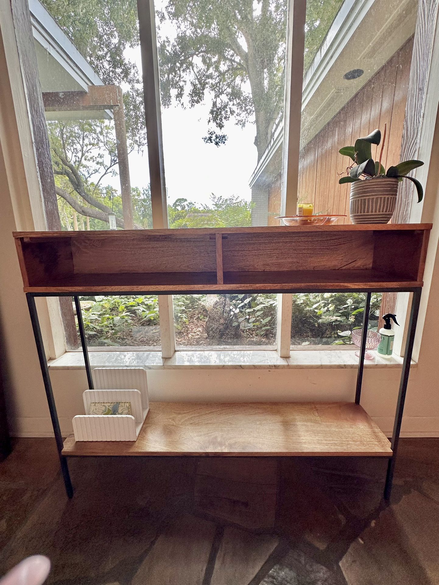 West Elm industrial storage console table