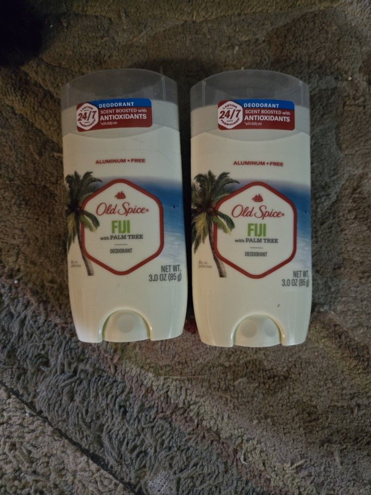 2 Old Spice Fiji with Palm Tree Aluminum Free Deoderants
