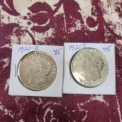 1921 S Morgan Silver Dollars 