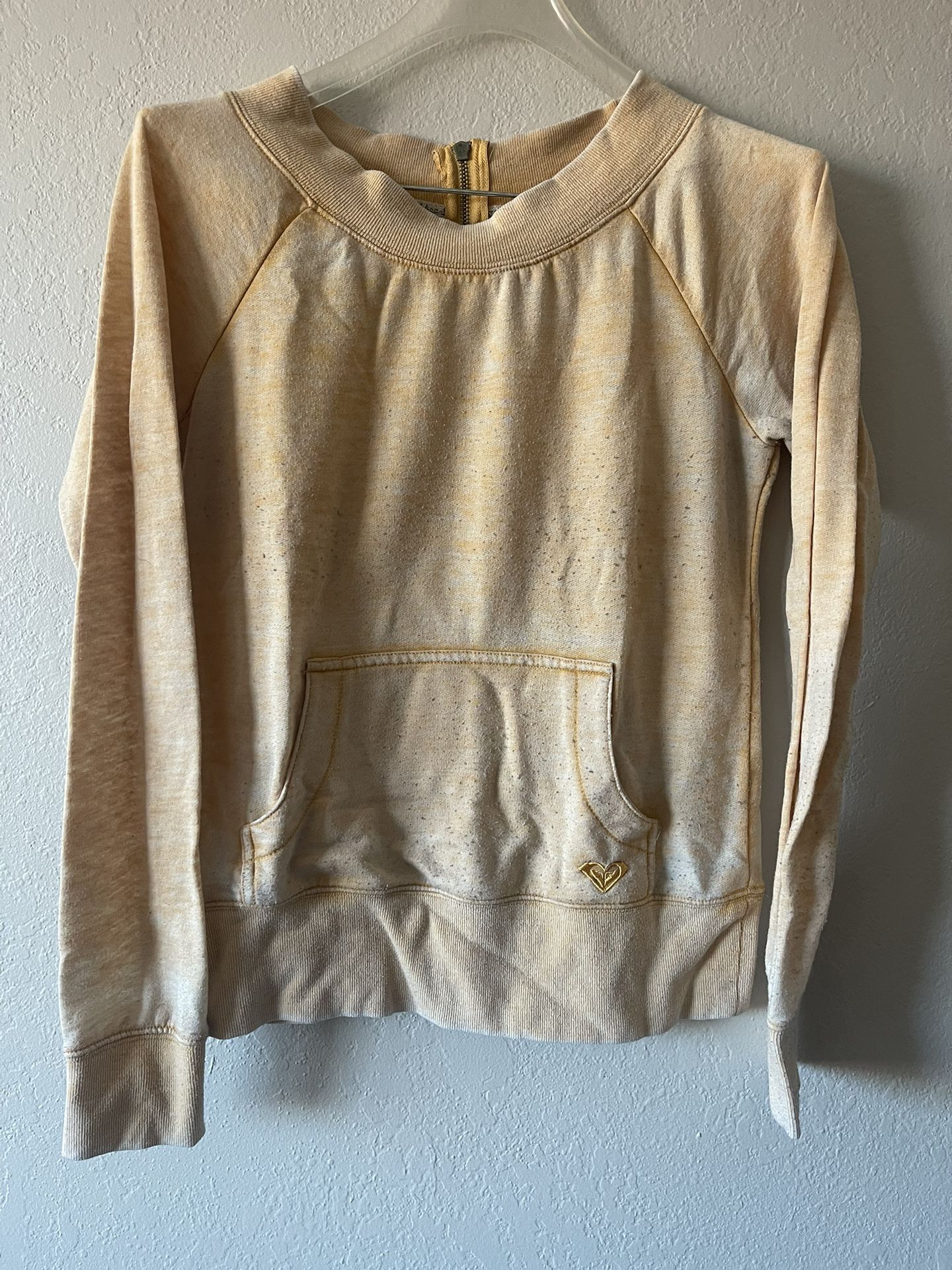 Roxy, Women’s Mustard Front Pocket Zipper Back Sweater, Size M