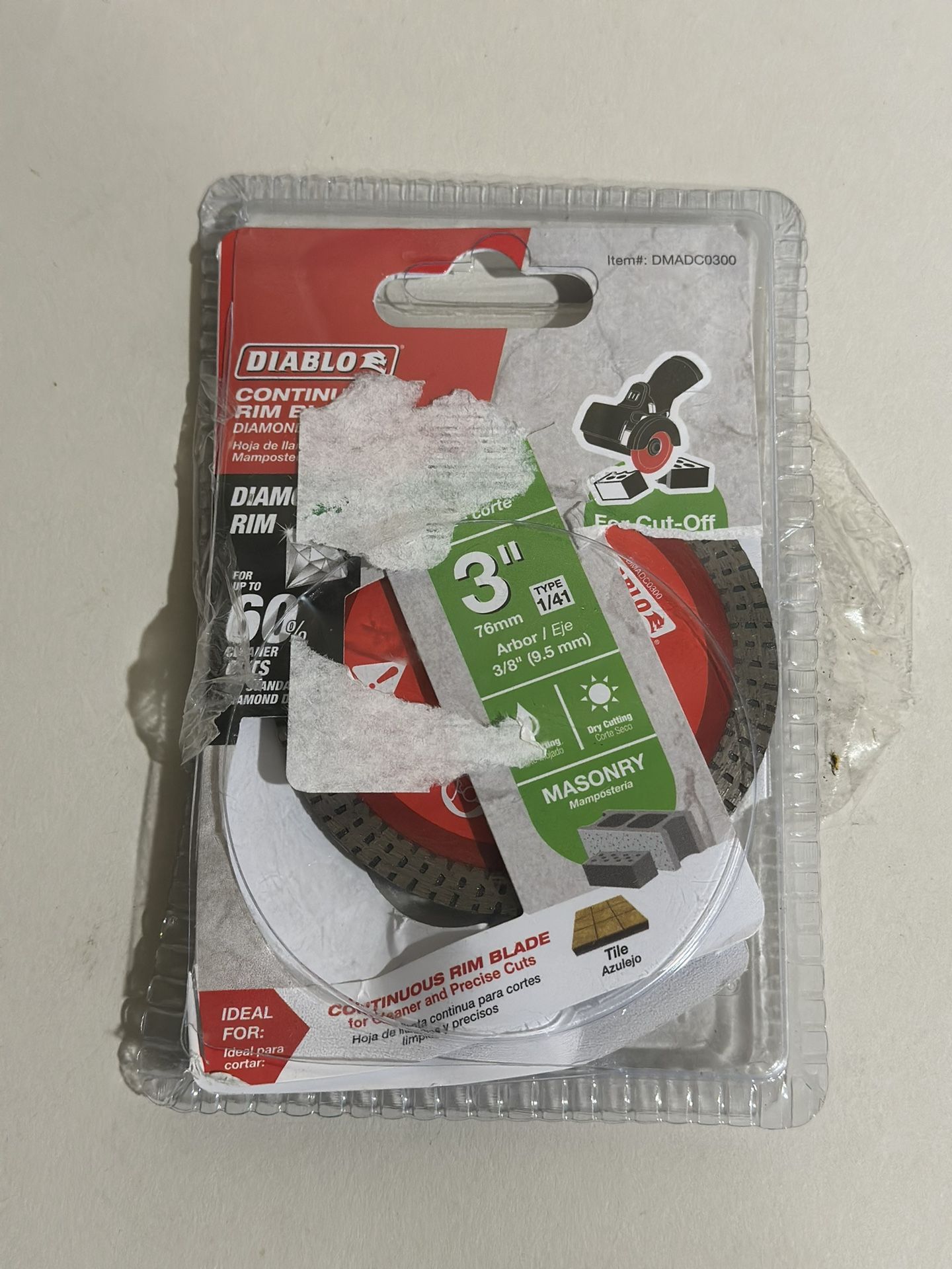Diablo DMADC0300 3" Continuous Rim Blade 3” For Cut-off Saw Masonry & Tile