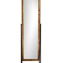 Head West Rustic Wooden Cheval Framed Full Sized Freestanding Tilt Dressing Wood Floor Mirror - 69.25" H x 17.5" L X 17.5" D