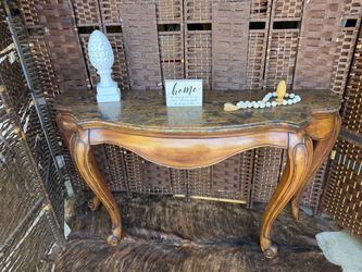French Provincial Console Table with Stone Top