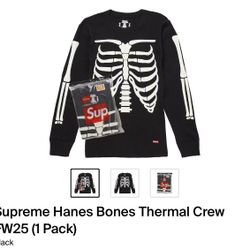 Supreme Hanes Bones Thermal Crew and Pants Size large