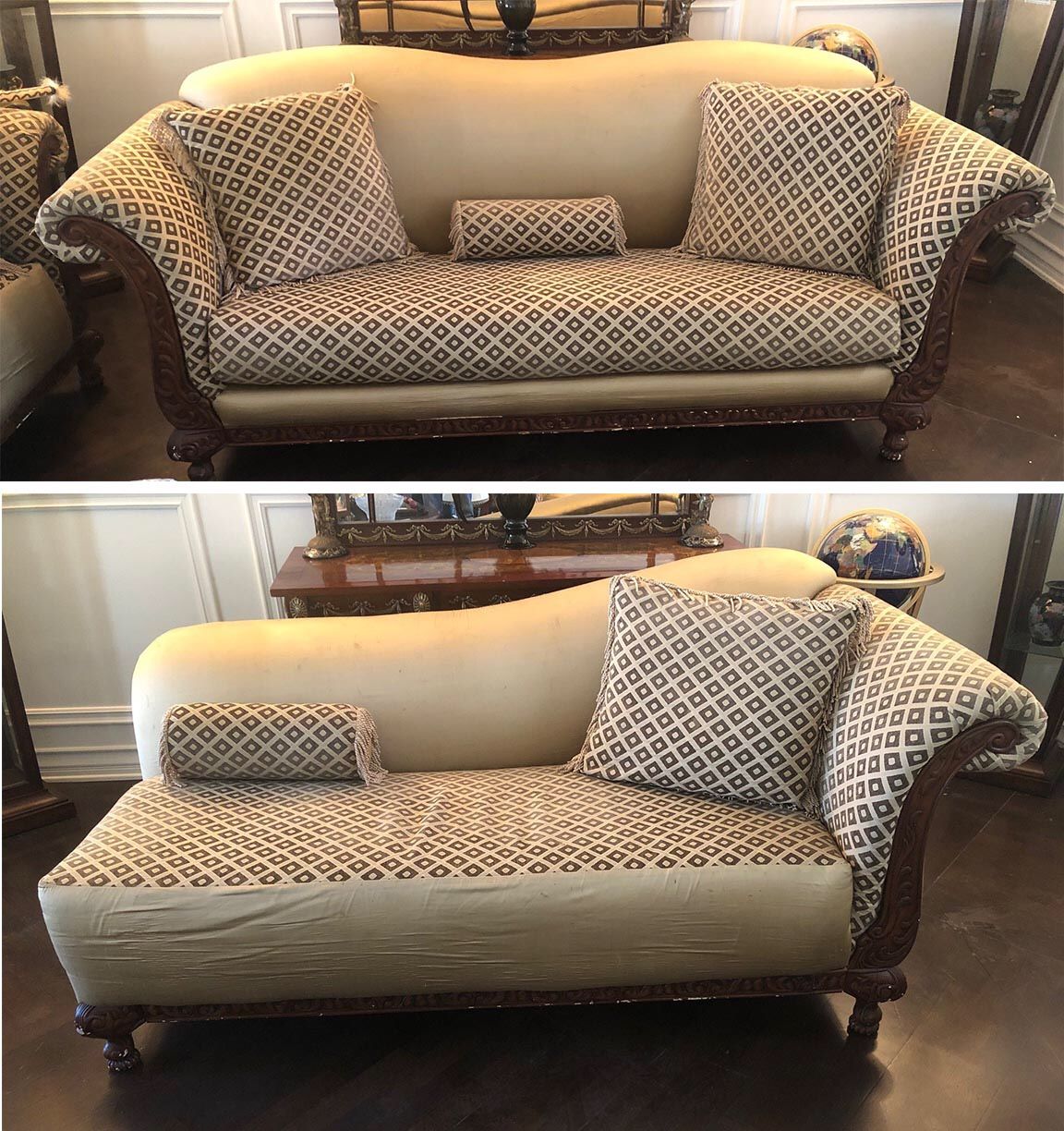 Sofa and Chaise Lounge Set – Gold/Brown - PRICE DROP