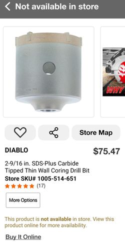 BRAND NEW DIABLO 2-9/16 in. SDS-Plus Carbide Tipped Thin Wall Coring Drill Bit