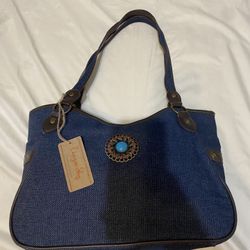 Canyon Sky Denim Western Shoulder Bag Boho Turquoise Concho Southwestern Purse