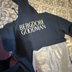 Kith Bergdorf Goodman Navy Fleece Pullover Hoodie Hooded 2XL Long Sleeve