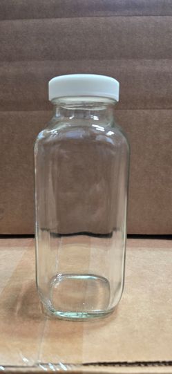 📦 Bulk Lot of 12oz French Square Glass Juice Bottles with Lids – Brand New