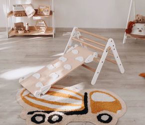 Wooden Pikler Triangle with Climbing Ramp
