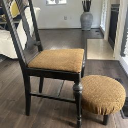 Antique wooden chair and foot stool 