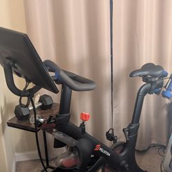 Peloton Bike - Like New, w/Bike Shoes, & 2 Sets of Weights 