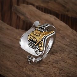 Cool Guitar Adjustable Silver/ Gold Tone Ring