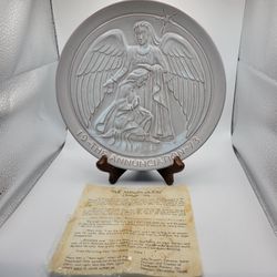 Vintage Frankoma Pottery "The Annunciation" Christmas Plate Original Papers