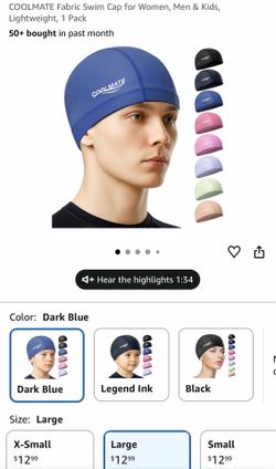 New swim cap for men women kids one size blue
