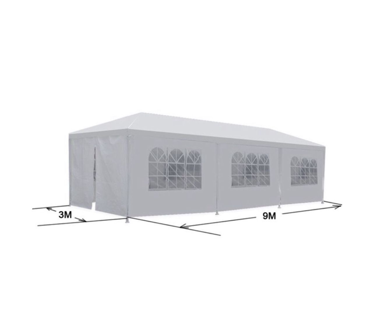 10'x 30' White Gazebo Wedding Party Tent Canopy With 6 Windows & 2 Sidewalls-8