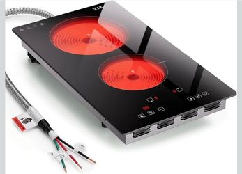 12" Electric Cooktop, Dual Burner Ceramic Cooktop
9-Level Adjustment,Touch Control, Child Lock & Spill Protection, 220-240V Hardwired, No Plug
