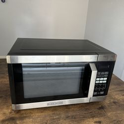 Black+Decker, Stainless Steel Pull Handle Microwave