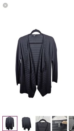 Eileen Fisher Sweater Womens M Black 100% Merino Wool Cardigan Open Front Long Sleeve