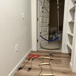 Gym1 Indoor Doorway Gym Set - Sensory Swing & Grip Rings - Adjustable Door Frame Pull-Up Bar for Kids & Adults - Door Frame Jungle Gym with Agility La